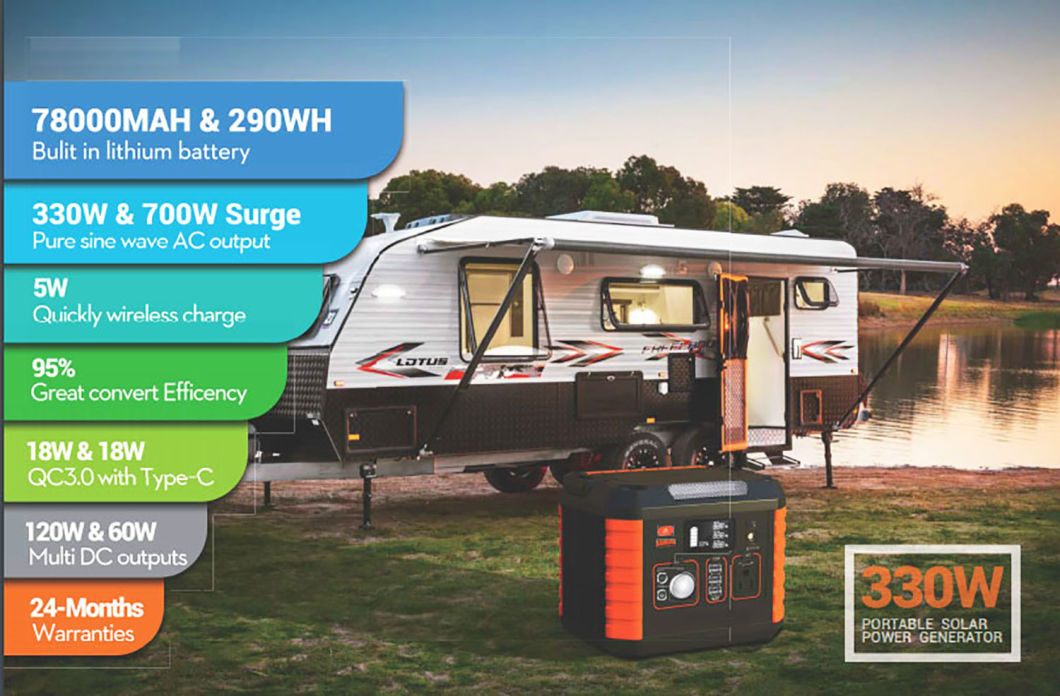 Factory Price 330W 78000mAh Portable Power Station Wireless Charging Power Generator with LCD Display AC DC USB for Camping Outdoor Emergency Travel