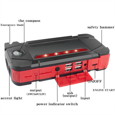 Manufacturer High Power Jump Starter Start Power Bank Car Vehicle Multi Function Auto Emergency Power Supply Multiple Starts Portable 12V 5V 16V 19V