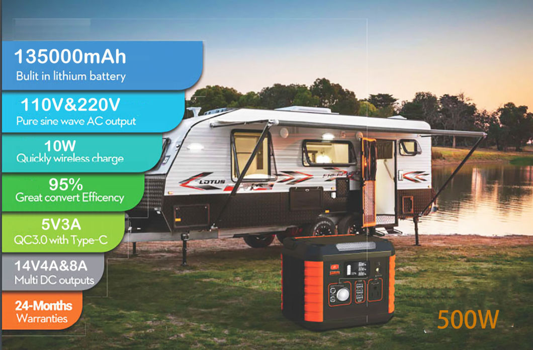 Factory Price 500W Portable Power Station Power Generator AC DC USB Type-C Quick Charging 135000mAh Lithium Ion Battery Generator for Camping