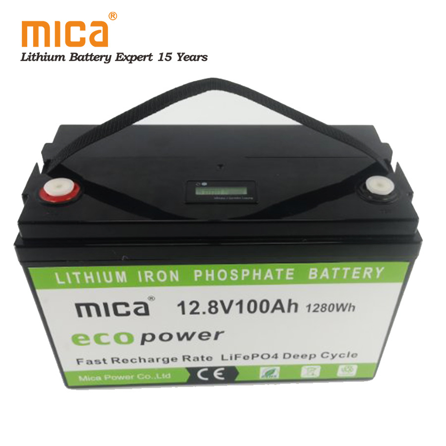 Deep Cycle LiFePO4 Battery Pack 12V 100ah 1.28kwh Energy Storage PV RV with Handles Rope