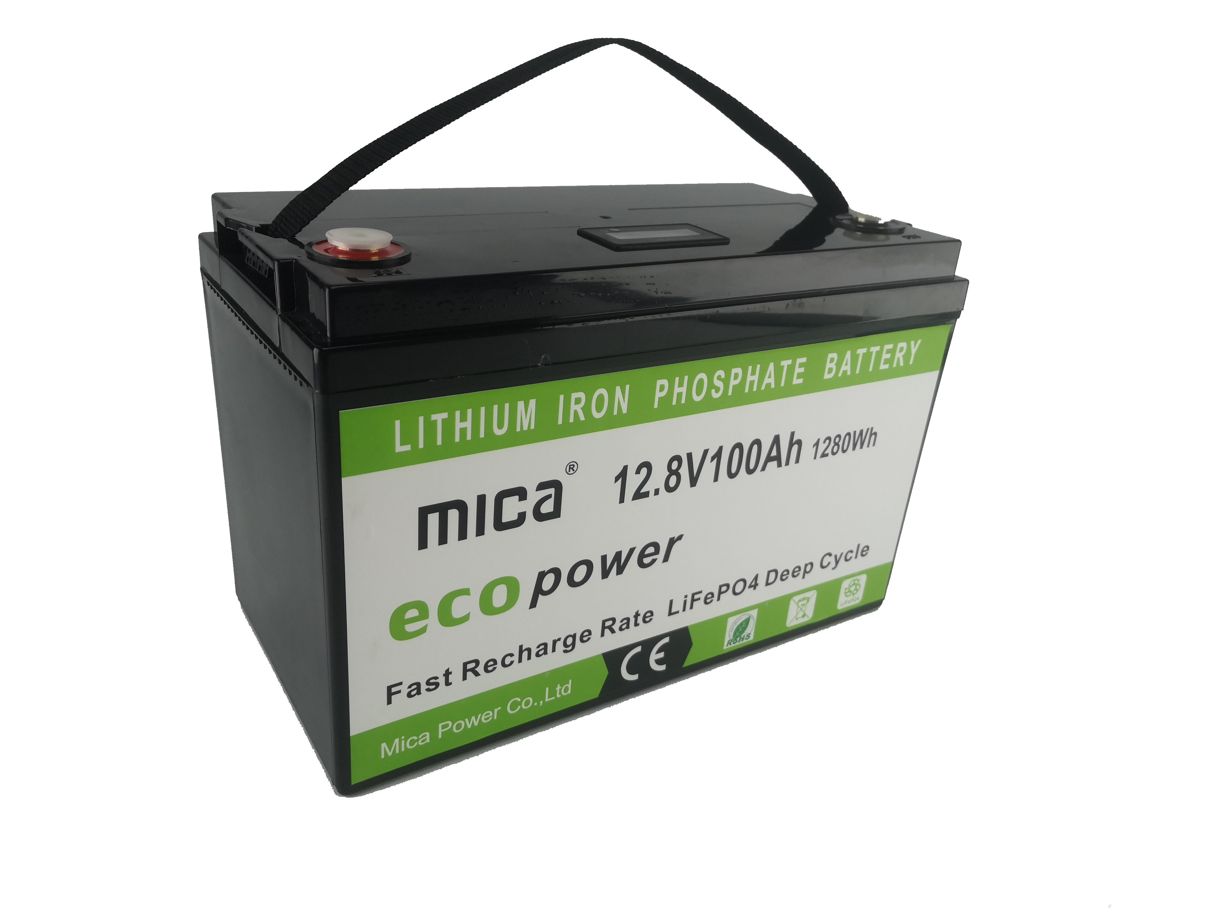 Mica Over 15 Years History Factory 12.8V100ah LFP Rechargeable LiFePO4 Lithium Iron Phosphate Li Ion Battery with LCD Display