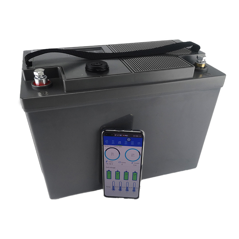 Manufacturer 12V 100ah LiFePO4 Battery Lithium Ion Phosphate Battery Bluetooth with LCD Dual USB Power Station with BMS for Camper Caravan Boat Deep Cycle