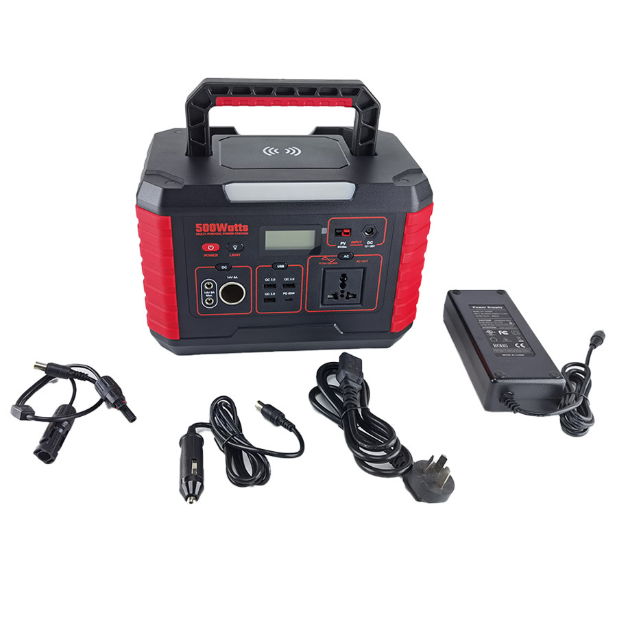 Muti-Functional 500W Portable Power Station 140400mAh Universal Socket Wireless Charging LCD Lithium Battery Mini Generator for Camping Outdoor Travel Emergency