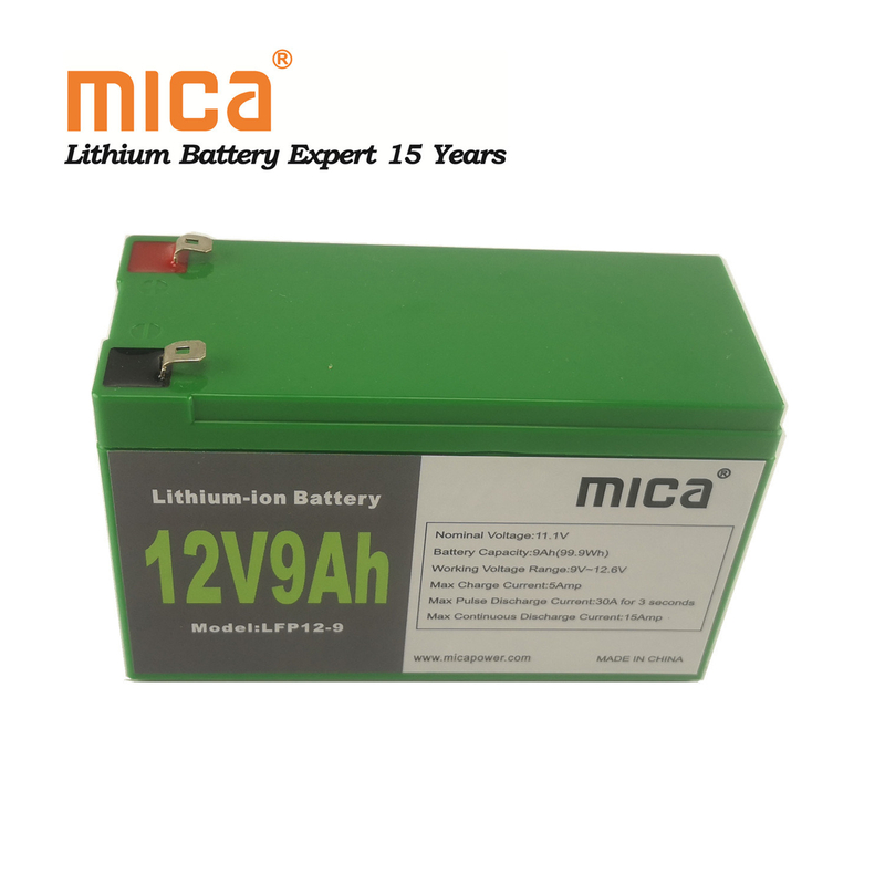 Electric Vehicle/ Solar System Use 12V 9ah LiFePO4 Battery Lithium 25.9V 12ah UPS Lithium Ion Pack