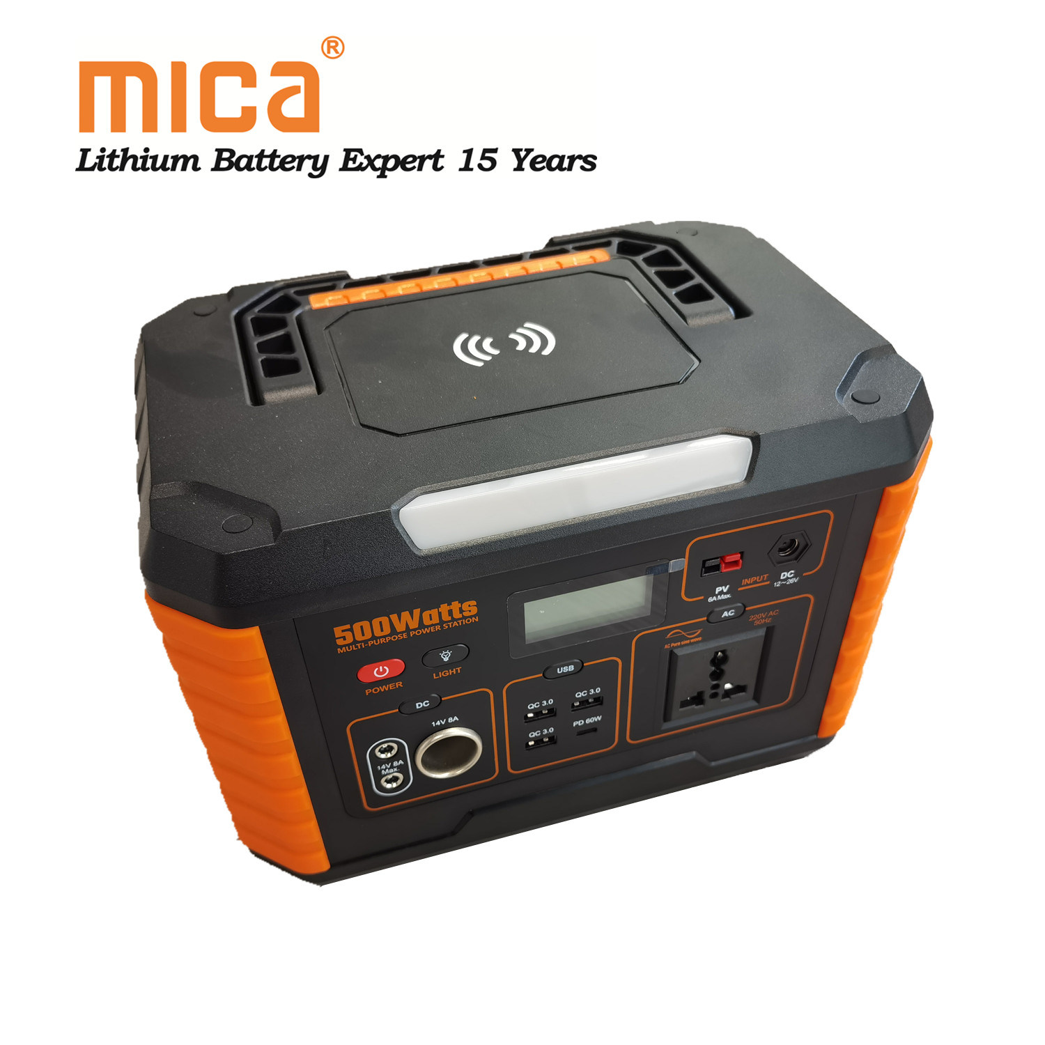 12V DC 500W Solar Input LCD Display Outdoor UPS Portable Power Station 220V AC Output