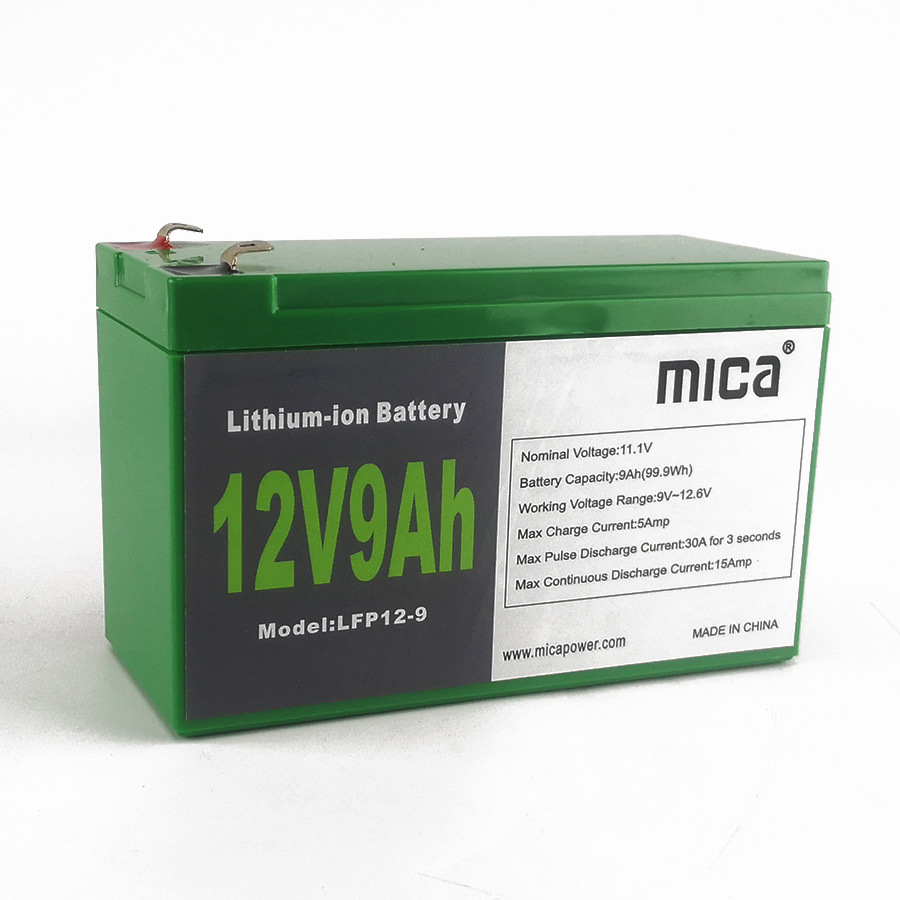 11.1V 12V 9ah Lithium Ion Battery with BMS Rechargeable LFP Batteries LiFePO4 Deep Cycles for UPS PV Ess Solar Energy
