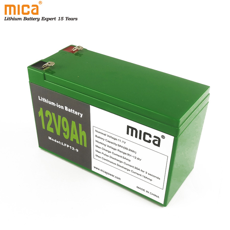 11.1V 12V 9ah Lithium Ion Battery with BMS Rechargeable LFP Batteries LiFePO4 Deep Cycles for UPS PV Ess Solar Energy