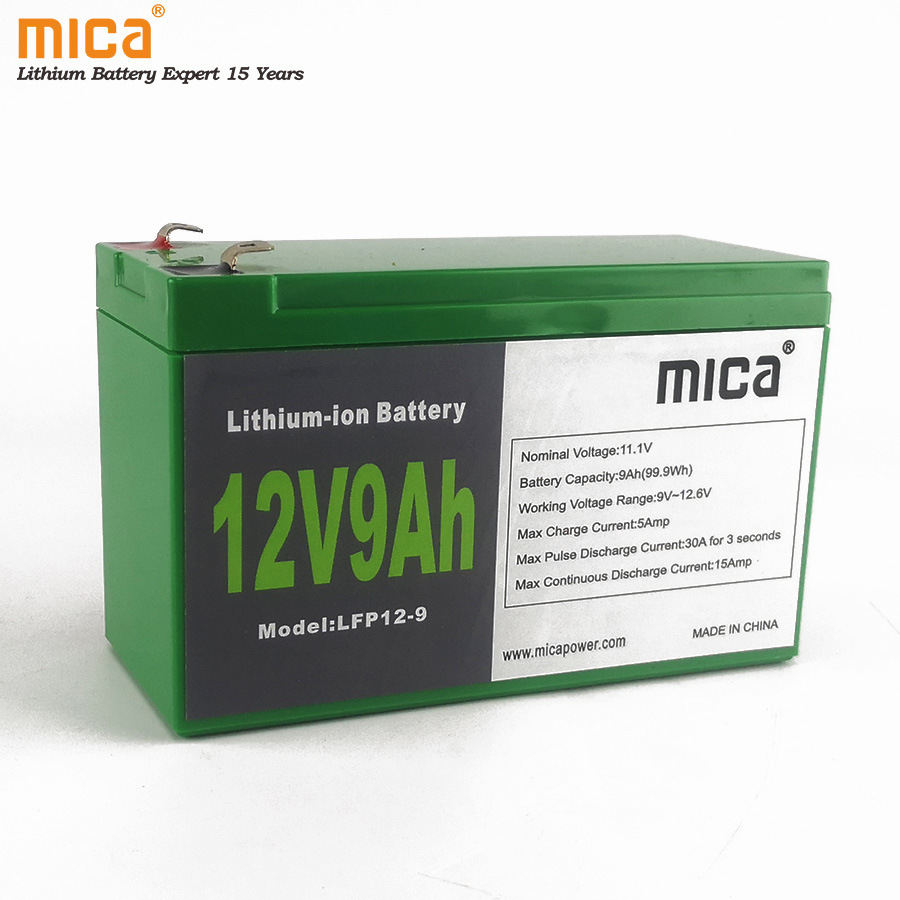 11.1V 12V 9ah Lithium Ion Battery with BMS Rechargeable LFP Batteries LiFePO4 Deep Cycles for UPS PV Ess Solar Energy