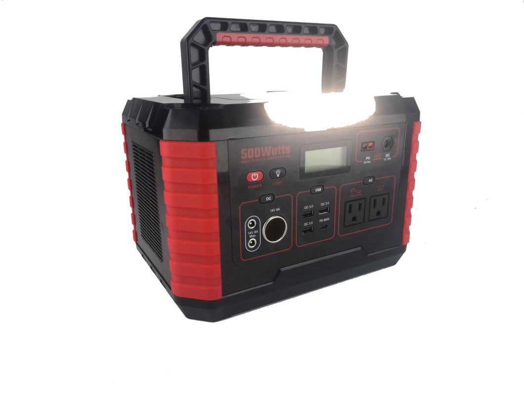 500W Solar Generator Portable Power Station with Type-C Output AC 220V Pure Sine Wave