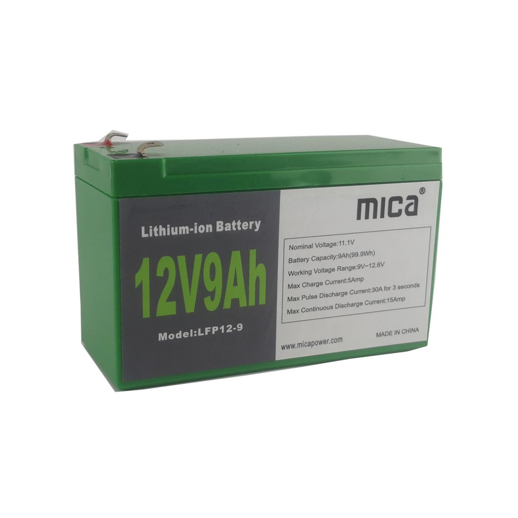 High Quality Lithium Battery Pack with BMS Rechargeable 12V 9ah LiFePO4 Batteries for UPS Solar Energy Storage System Backup