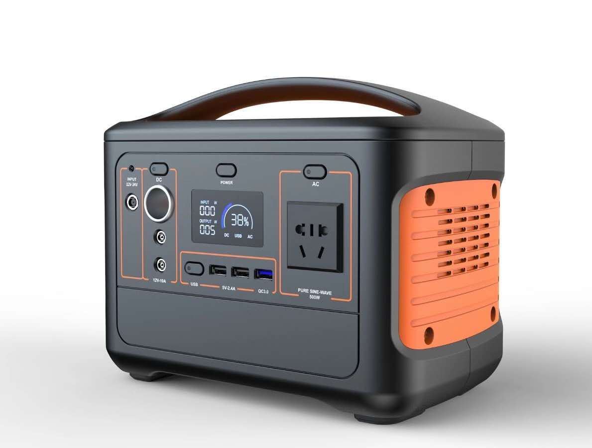 LCD Display 500W DC/AC Input Outdoor UPS Portable Power Station with QC3.0 USB Port/Type-C Port Output