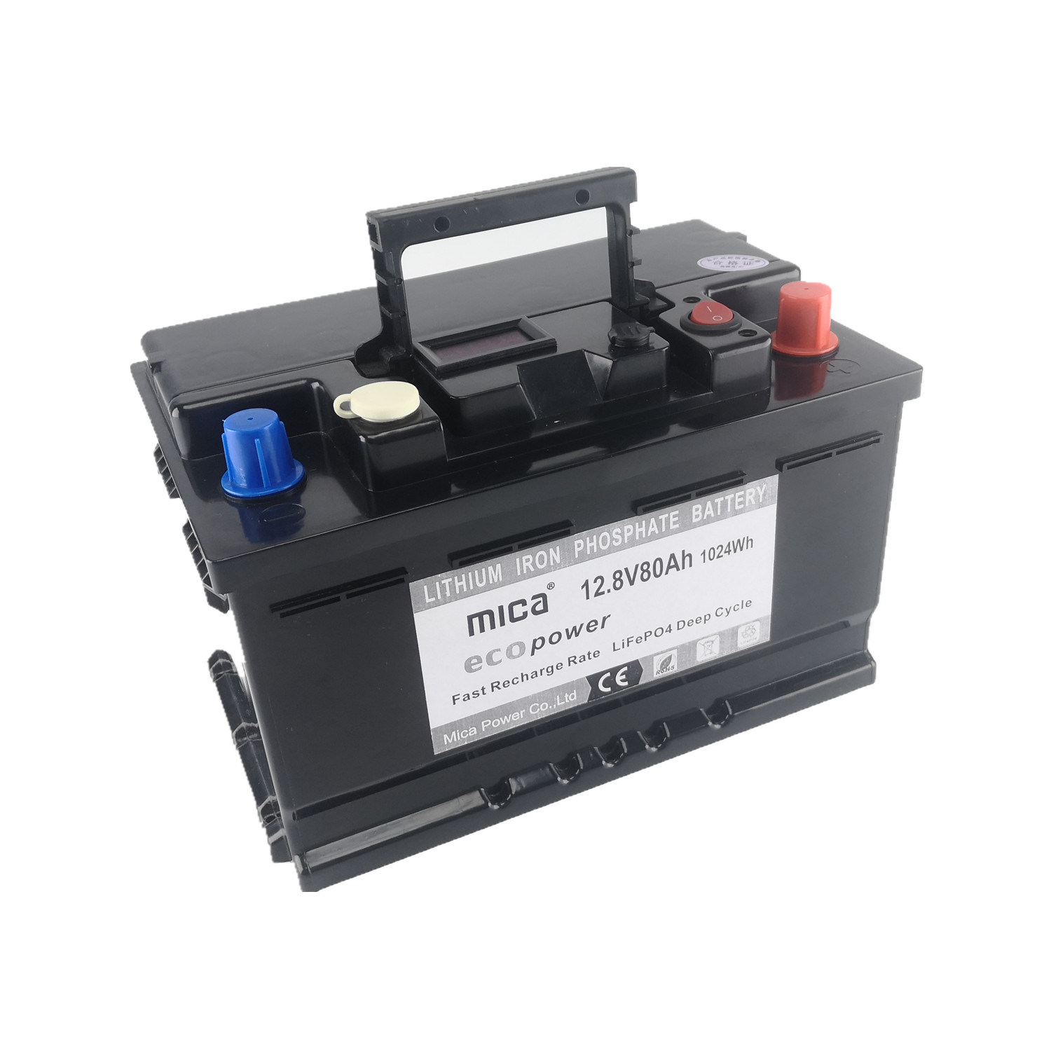 Mica 12V 80ah LiFePO4 Battery Pack LiFePO4 12V 100ah Solar Storage Battery Pack with ABS Case and Bluetooth for RV/EV/UPS/Scooter