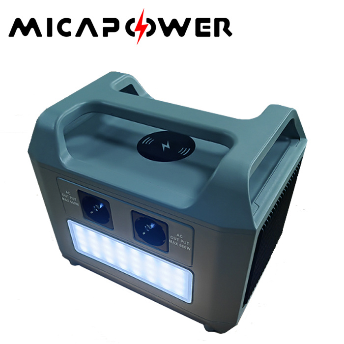 LiFePO4 Battery Gernerator Outdoors 600W Portable Power Station with Wireless Charger Function