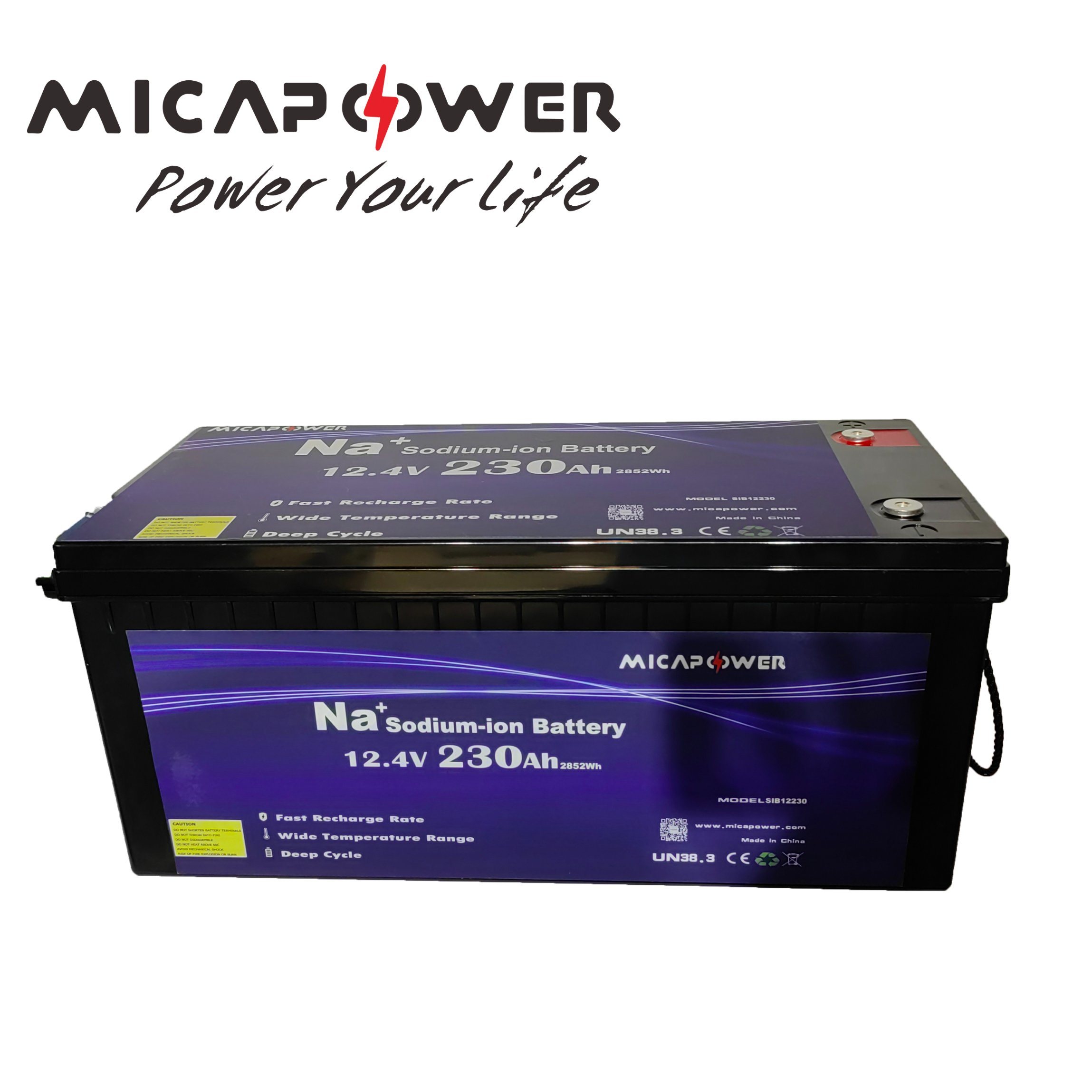 Mica Power 12V 12.4V 200ah 230ah 20ah 23ah Sodium Ion Battery Na Ion Battery Pack Replace Lead Acid Battery/LiFePO4 Battery for Solar System/Marine/Golf Carts