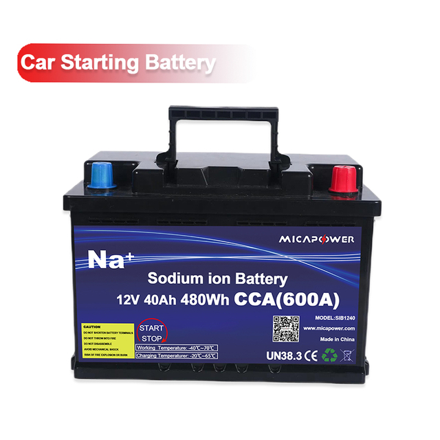 Mica Low Temperature Sodium Ion Battery 12V 40ah 640CCA Car Starting Battery