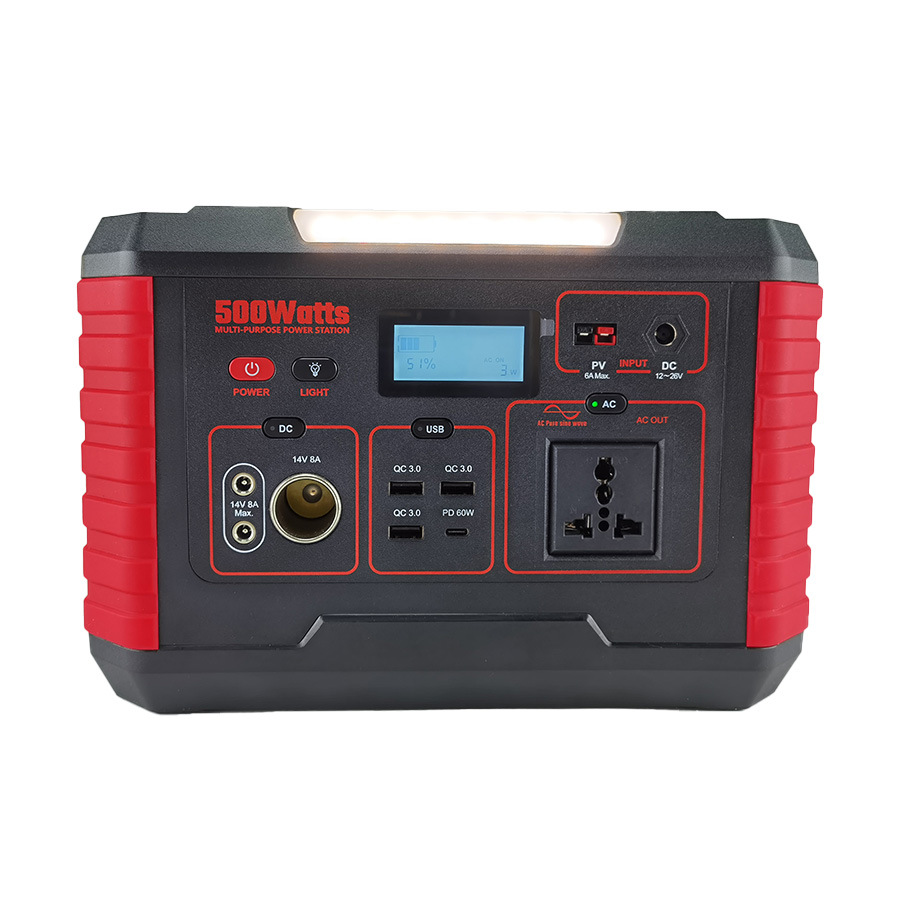 Muti-Functional 500W Portable Power Station 140400mAh Universal Socket Wireless Charging LCD Lithium Battery Mini Generator for Camping Outdoor Travel Emergency