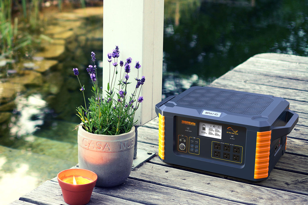 ISO9001 Factory CE RoHS MSDS Us Japan Popular LED LCD Display 2000W 110V/220V UPS 16W Fast Charge Outdoor Portable Power Station