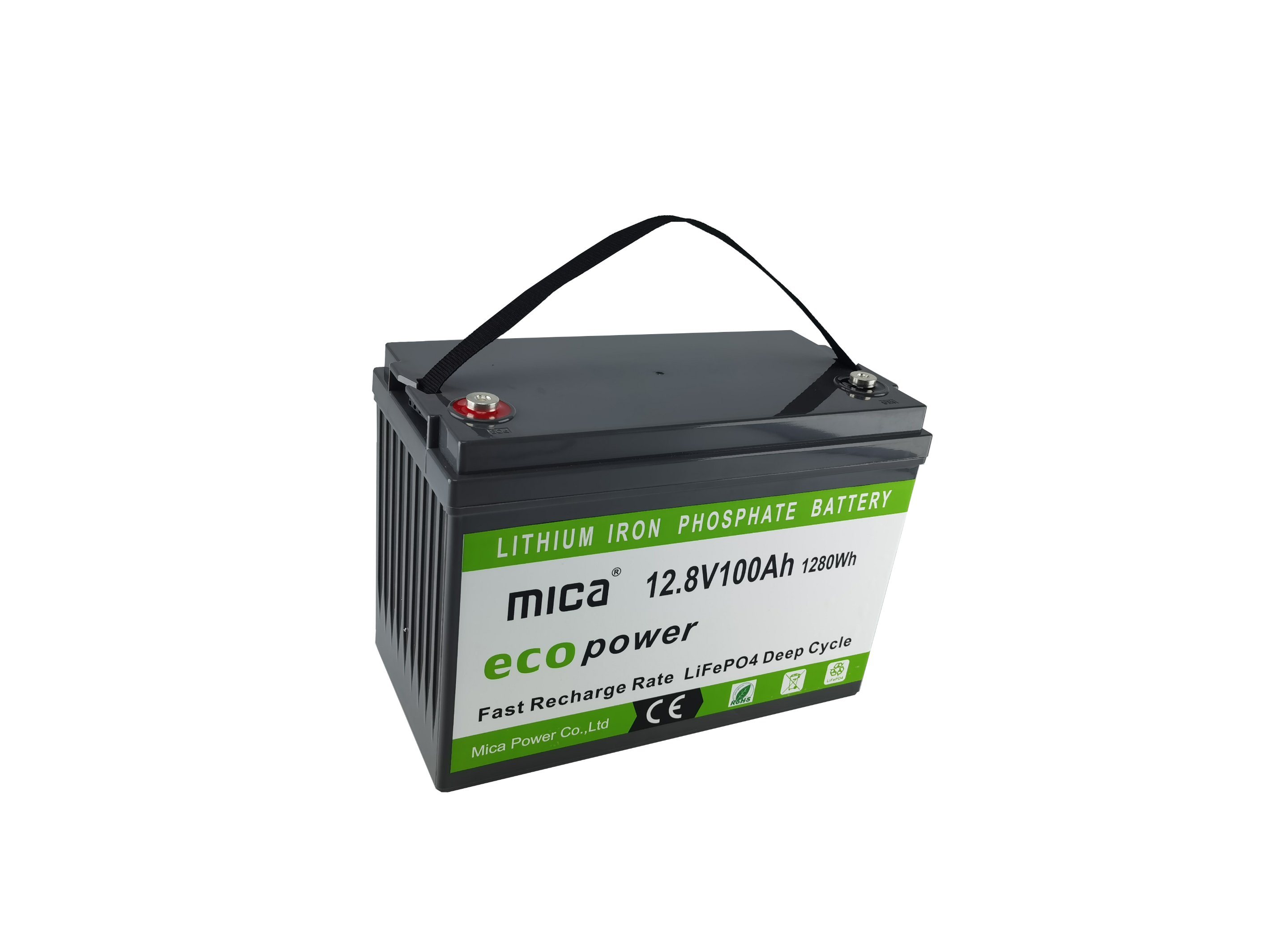 Deep Cycle Battery 12.8V 100ah Lithium Iron LiFePO4 Built-in 100A BMS 2000+ Cycles Perfect for RV Solar Marine off-Grid Application LiFePO4 Battery