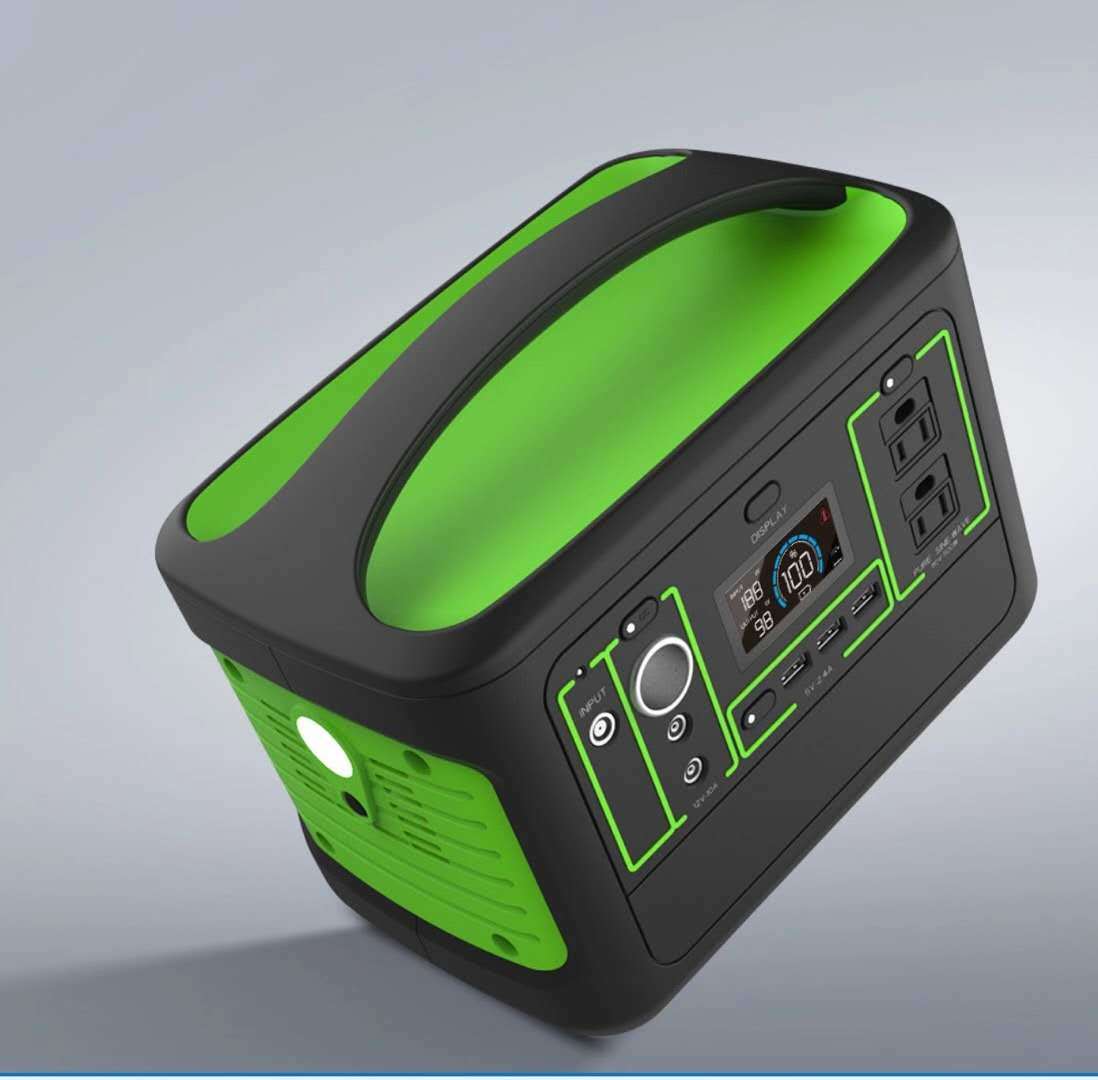 LCD Display 500W DC/AC Input Outdoor UPS Portable Power Station with QC3.0 USB Port/Type-C Port Output
