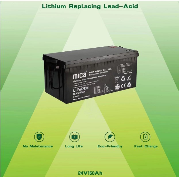 LiFePO4 BMS 6000 Cycle Life 24V Lithium Iron Phosphate Battery Pack Li-ion Battery for Solar/RV/Boat
