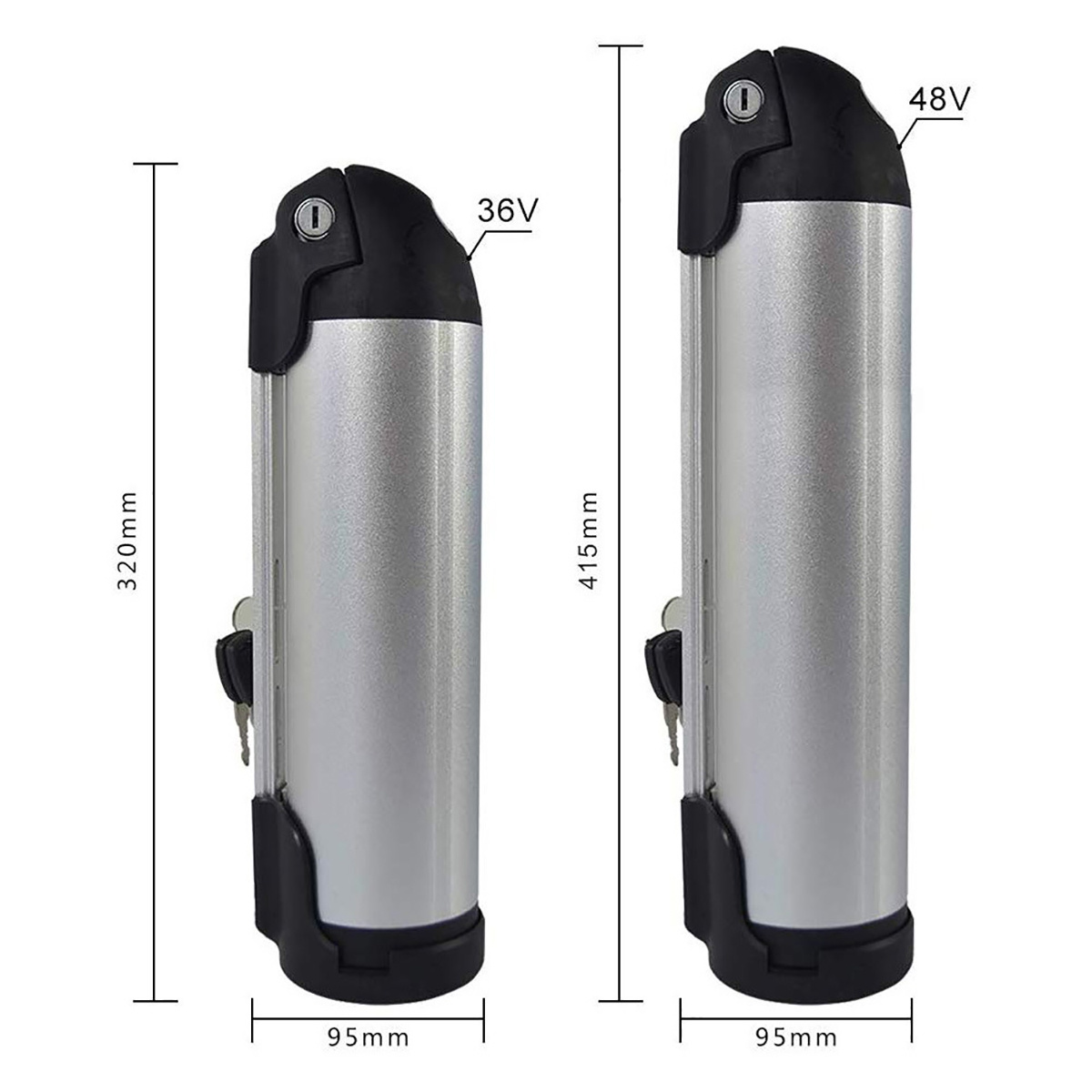 Black/Slaver Water Bottle 36V 10.4ah Lithium Ion Battery Pack for Electric Bike/E-Bike/Scooter with BMS with RoHS CE UL-1643 Un38.3