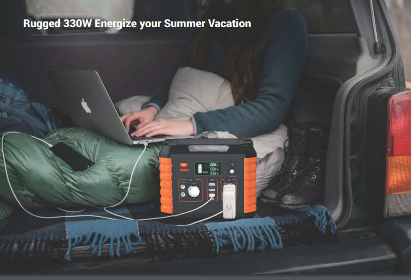 Outdoor 330W LED Portable Energy Storage Solar Battery UPS Power Lithium Iron Phosphate High-Power Emergency Charge Wireless Portable Power Station