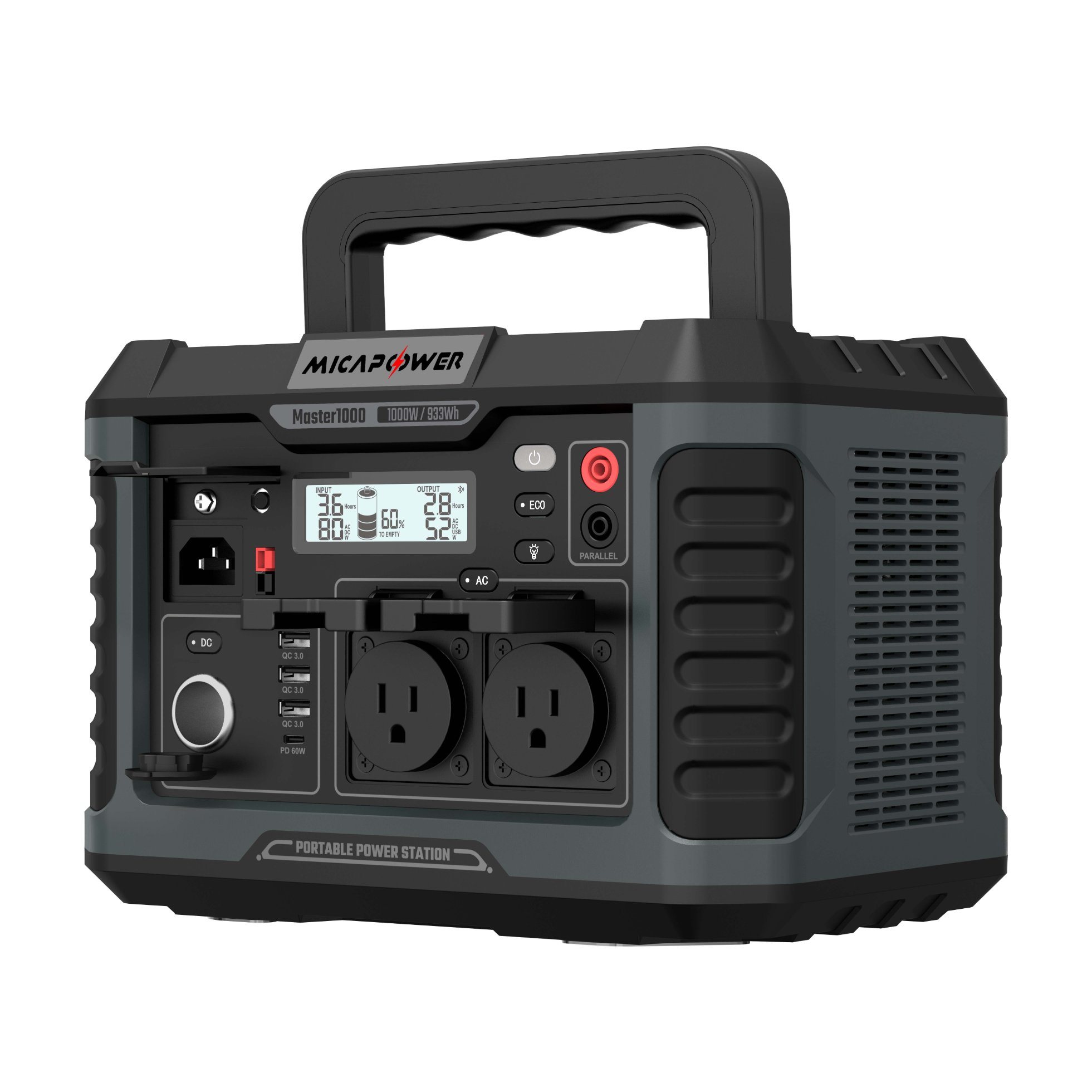 Mica 1000W Portable Power Station Solar Solar Camping Rechargeable Power Station Lithium Battery Bank