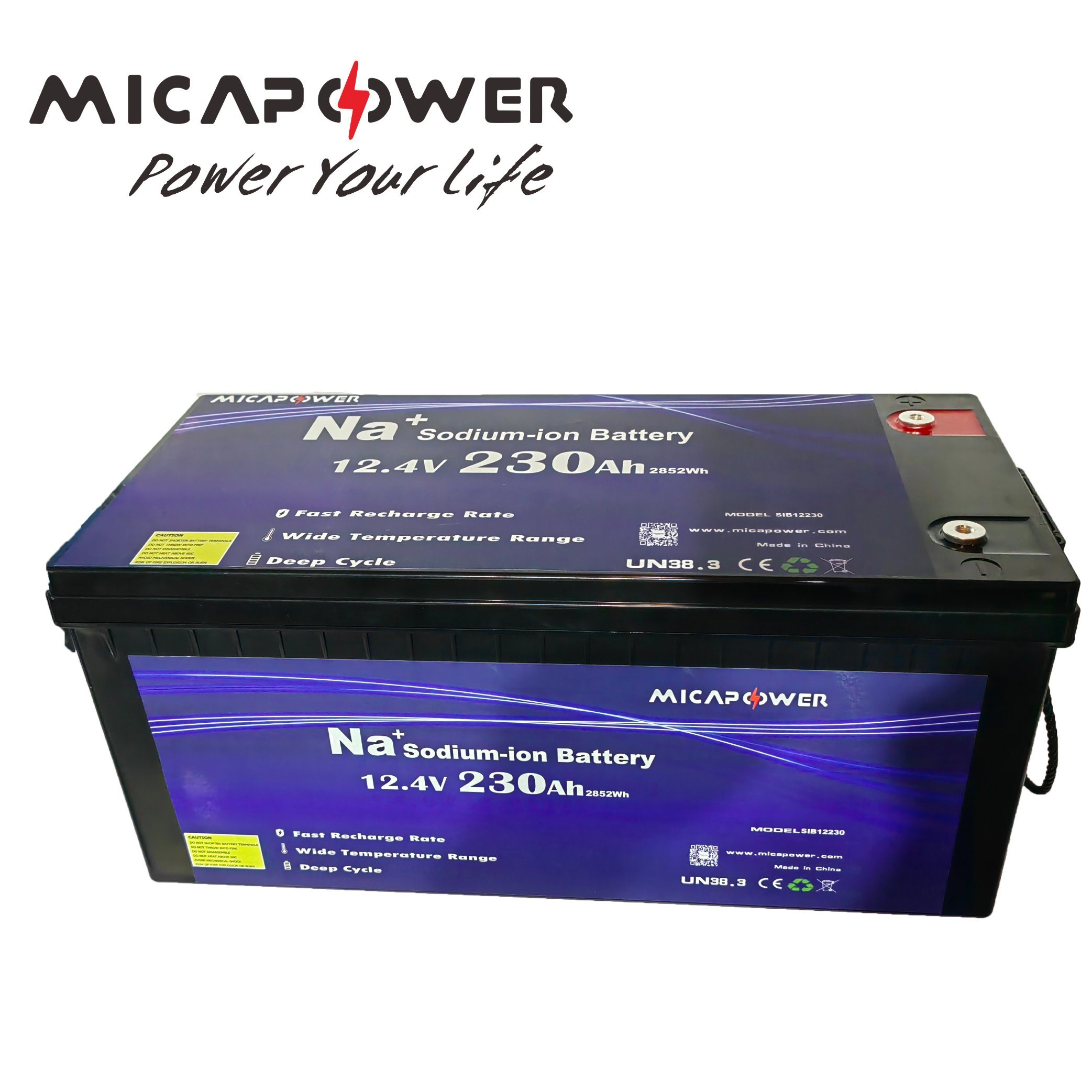 Mica Power 12V 12.4V 200ah 230ah 20ah 23ah Sodium Ion Battery Na Ion Battery Pack Replace Lead Acid Battery/LiFePO4 Battery for Solar System/Marine/Golf Carts