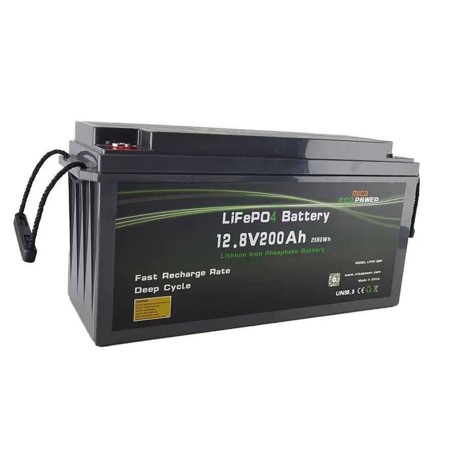 Mica Rechargeable 12V 200ah 2560wh Lithium Ion Battery with BMS Solar Storage System Battery for EV
