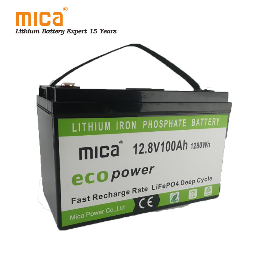 Deep Cycle LiFePO4 Battery Pack 12V 100ah 1.28kwh Energy Storage PV RV with Handles Rope