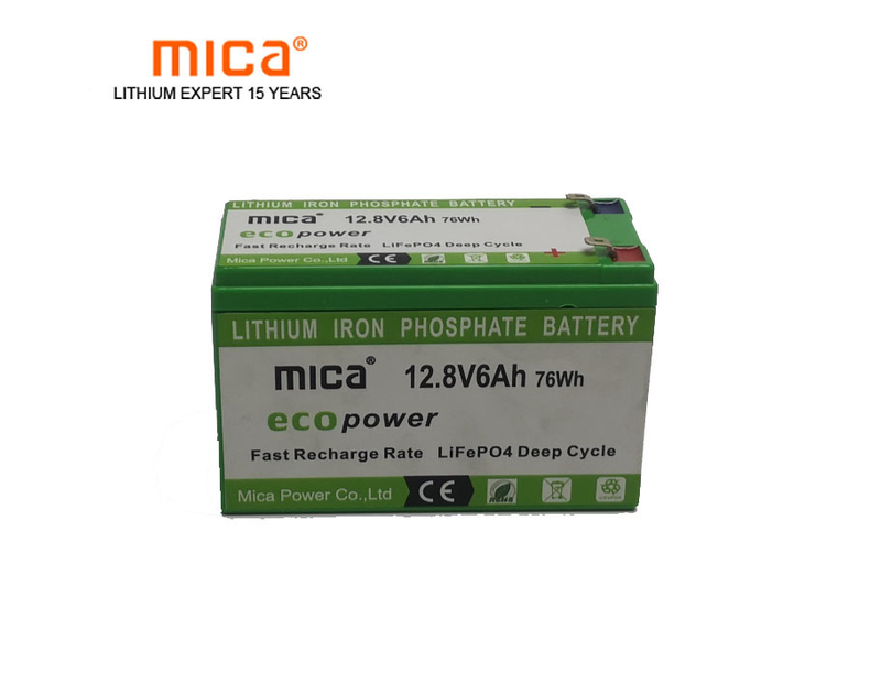 CE/Un38.3 Approved Mica 4000 Cycles 12/12.8V 6ah LiFePO4 Lithium Iron Phosphate Battery Pack with 5 Long Warranty