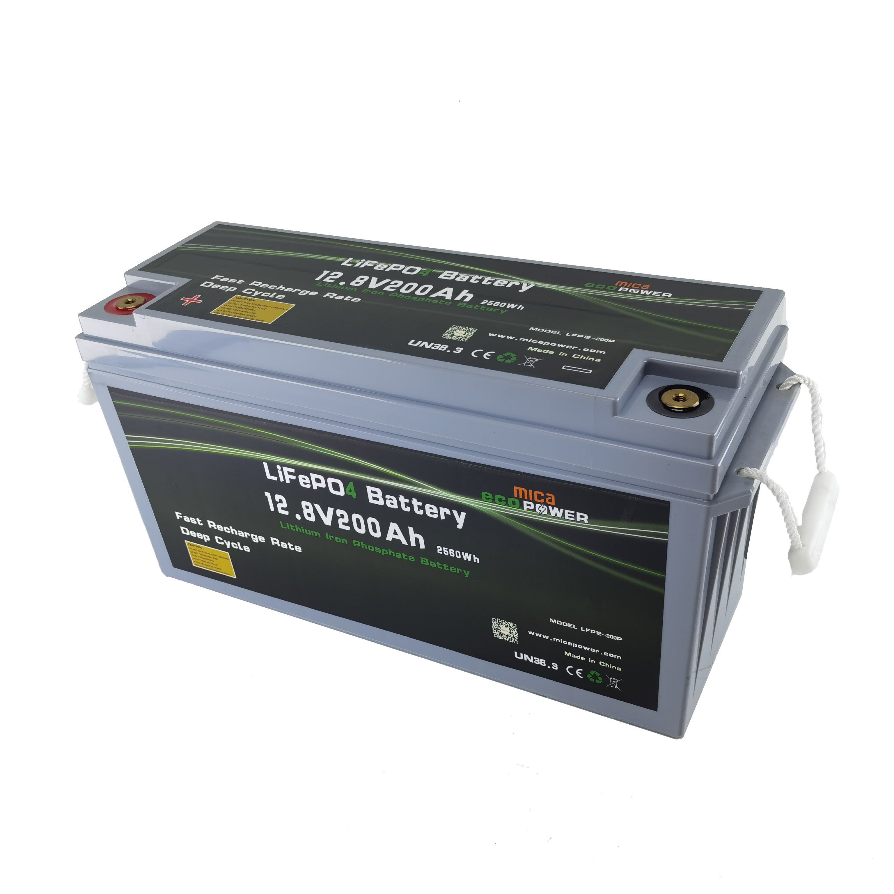 Deep Cycle Solar Battery 12V 200ah LiFePO4 Battery Pack IP65 Solar Panel System Recreational Vehicle Motorhome Battery