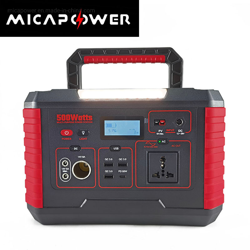 OEM Customized Logo 500W Portable Generator Supply Power Station with AC DC Wireless Charger Rechargeable Lithium Battery Power Station with CE Un38.3