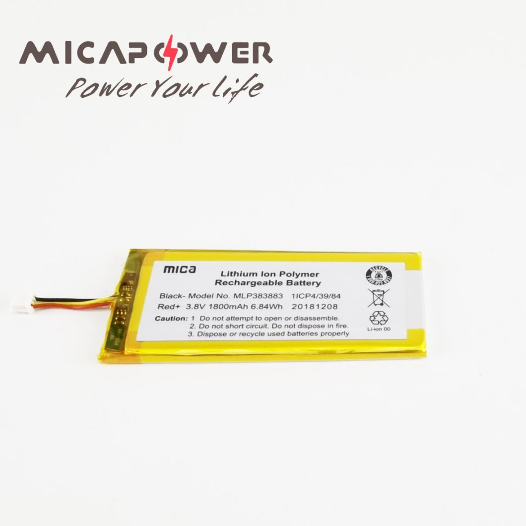 Manufacturer 383883 Li-Polymer Battery Rechargeable Lithium Ion Battery 3.7V 3.8V 1800mAh Lithium Polymer Battery for GPS Drone Freebox