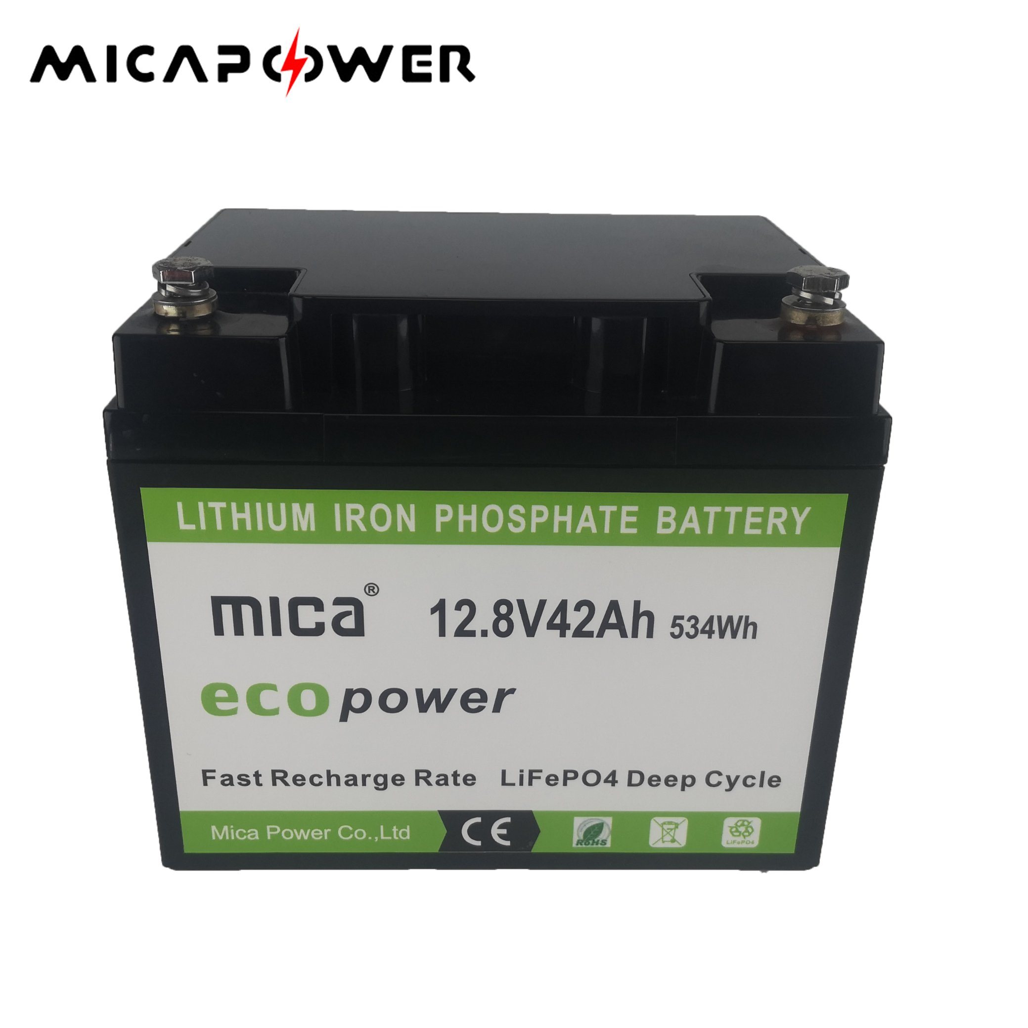 4000 Cyles 12V 40ah Rechargeable 12.8V 42ah LiFePO4 Battery with ABS Case for Solar Light/Gort Cart