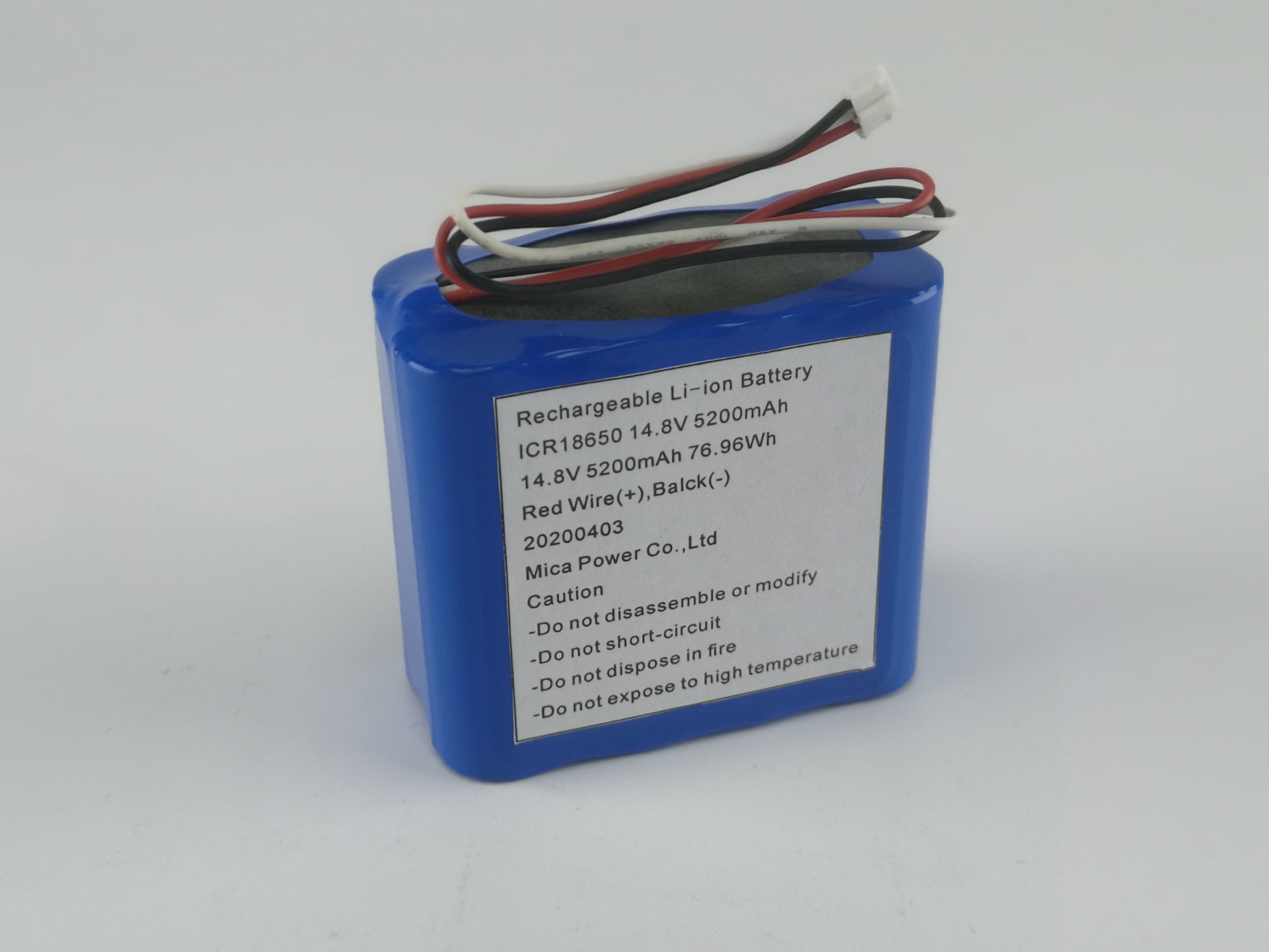 High Quality 14.8V 5200mAh Deep Cycle 4s2p Lithium Ion Battery with 18650 Battery Pack