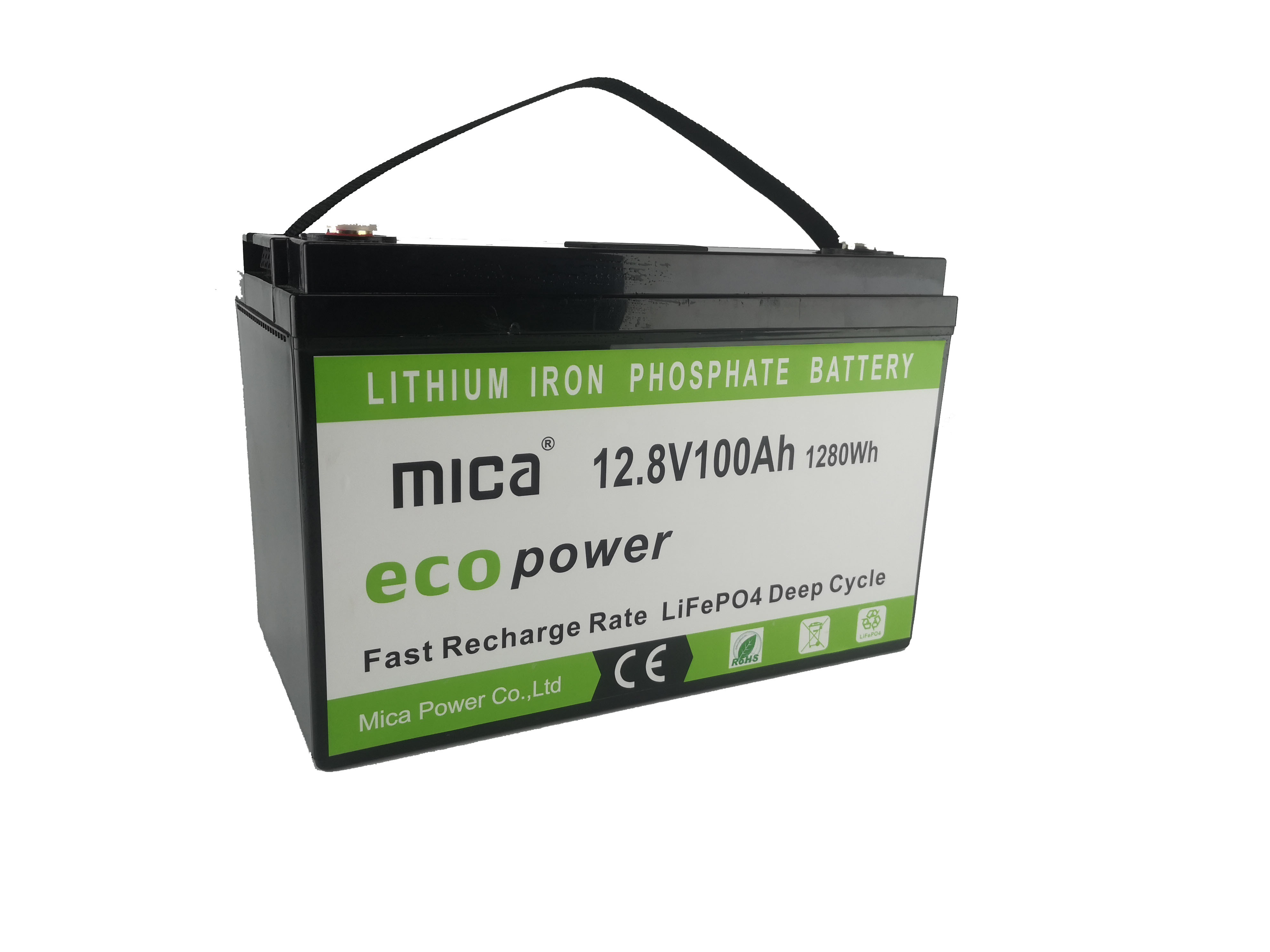 Mica Over 15 Years History Factory 12.8V100ah LFP Rechargeable LiFePO4 Lithium Iron Phosphate Li Ion Battery with LCD Display