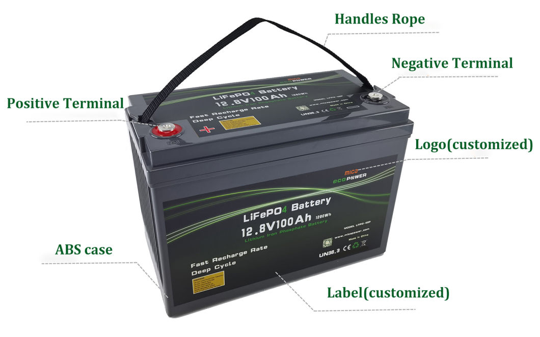 China Factory ISO9001 Certificated 12V LiFePO4 Battery 100ah 150ah 200ah Lithium Iron Battery for Solar Energy Storage System PV Golf Cart Boat with CE Un38.8