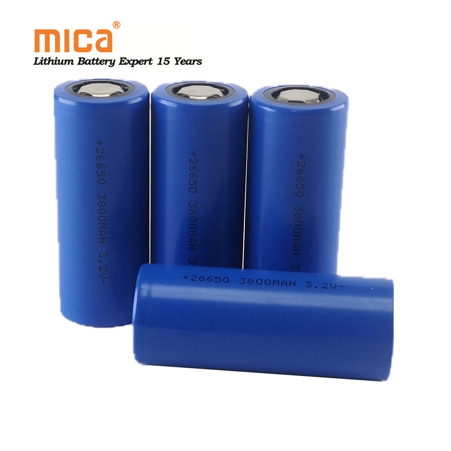 Cylindrical Ifr 26650 3.2V 3800mAh Lithium LiFePO4 Rechargeable Battery Cell for Flashlight and UPS