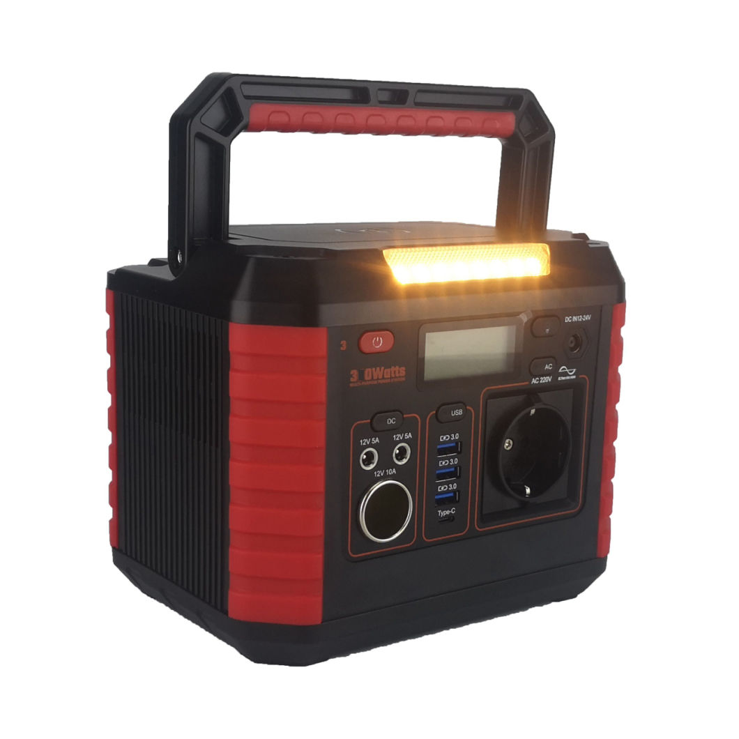 300W Portable Solar Energy System Solar Generator Power Station for Camping, Self-Driving Car Jump with Li-Battery Solar Inverter Energy Storage Battery Outdoor