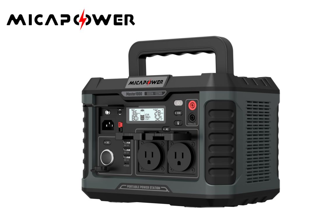 Mica Solar Generator Portable Power Station Camping Home Energy USB Type-C DC AC 1000W Lithium Battery Bank