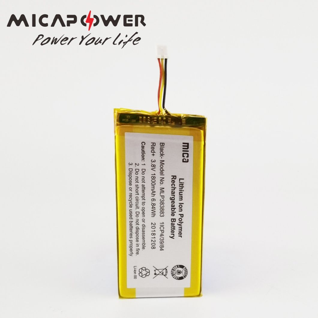 Manufacturer 383883 Li-Polymer Battery Rechargeable Lithium Ion Battery 3.7V 3.8V 1800mAh Lithium Polymer Battery for GPS Drone Freebox