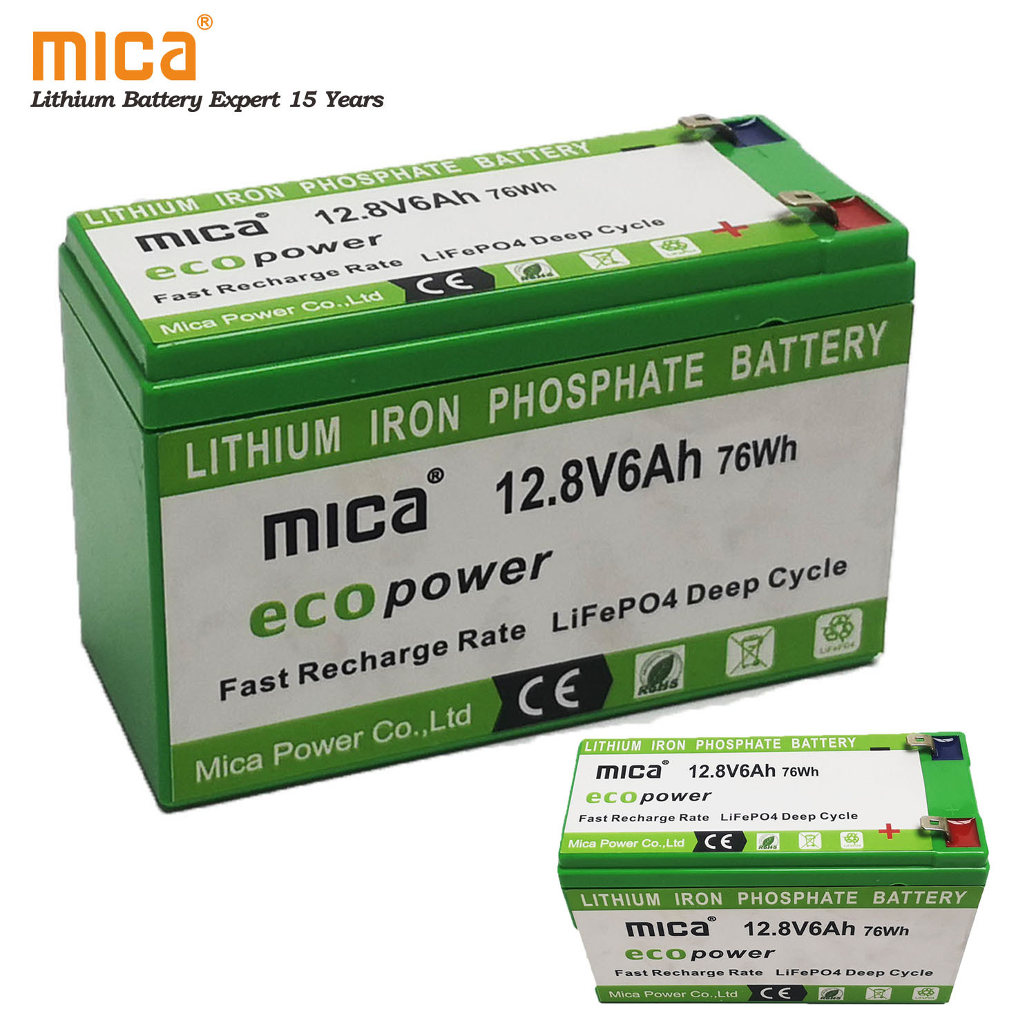 Factory Directly Supply 12.8V12V 6ah LiFePO4 Battery Pack Lithium Ion Battery High Quality with BMS Long Cycle for Solar Lighting RV with RoHS Ce UL-1643 Un38.3