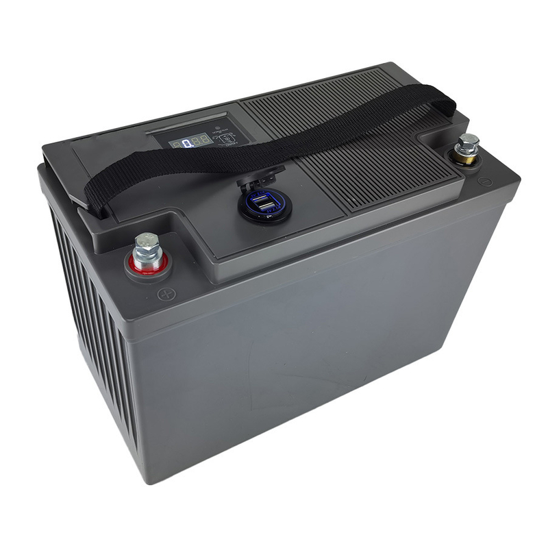 12V 100ah LiFePO4 Battery Lithium Ion Phosphate Battery with LCD Dual USB Power Station with BMS for Camper Caravan Boat