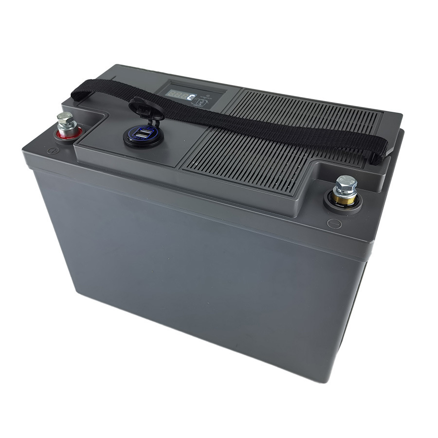 12V 100ah LiFePO4 Battery Lithium Ion Phosphate Battery with LCD Dual USB Power Station with BMS for Camper Caravan Boat