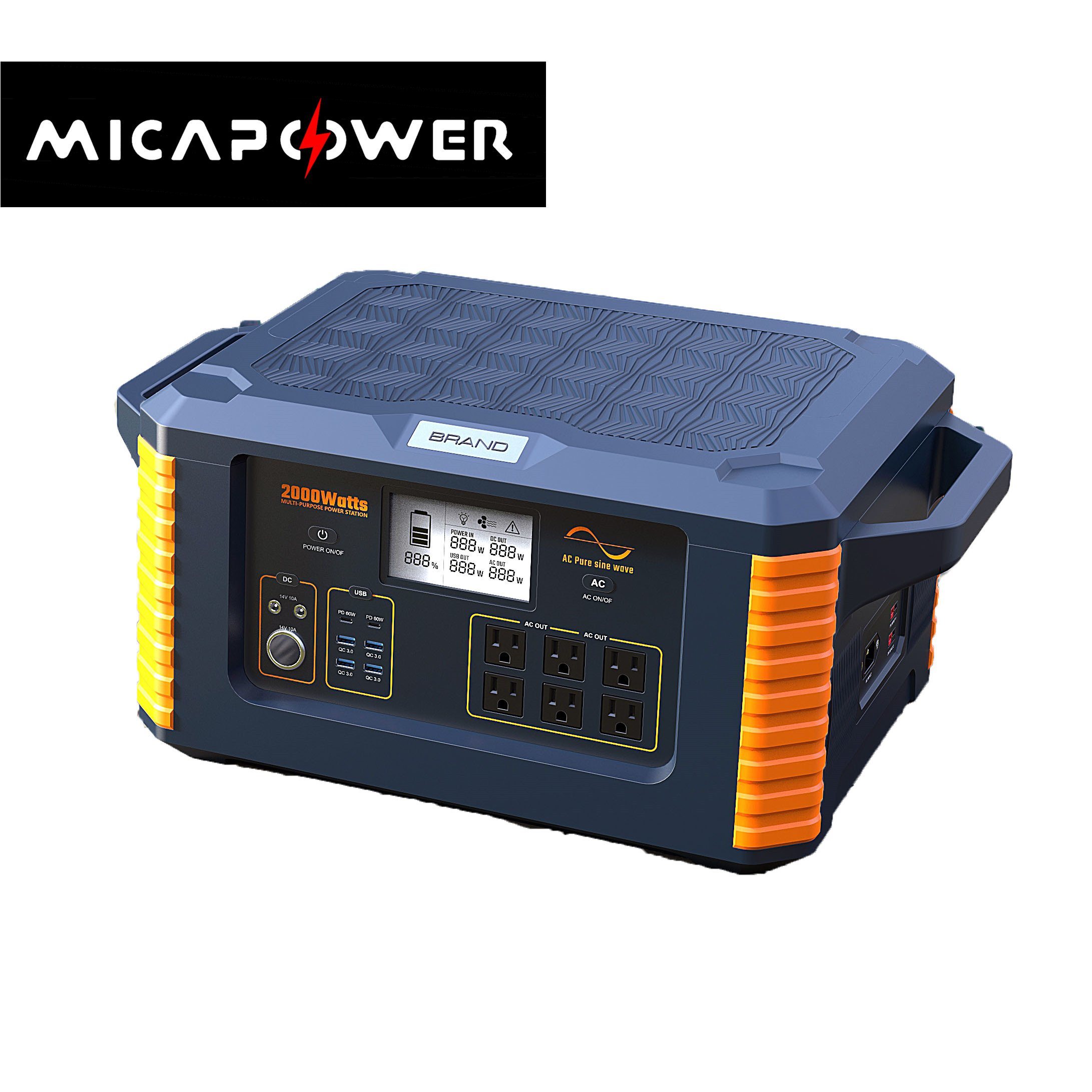 2000W Portable Power Station Outdoor Power Supply Lithium Battery Power Bank 110V/220V UPS