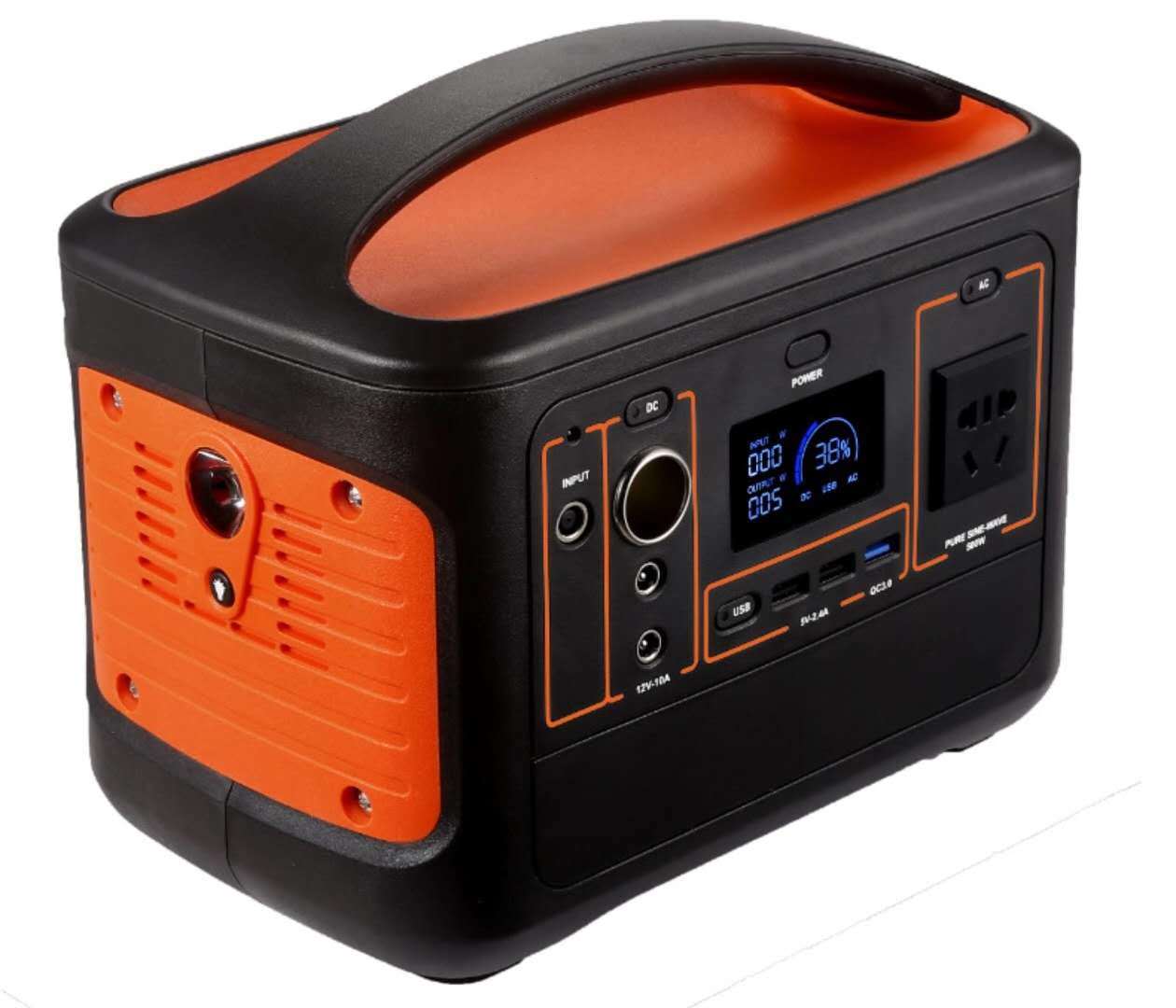 LCD Display 500W DC/AC Input Outdoor UPS Portable Power Station with QC3.0 USB Port/Type-C Port Output