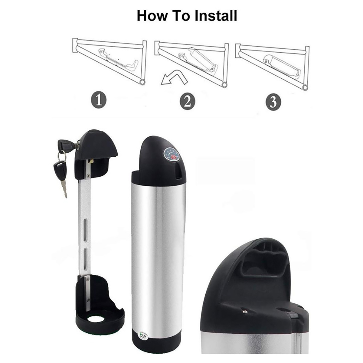 Black/Slaver Water Bottle 36V 10.4ah Lithium Ion Battery Pack for Electric Bike/E-Bike/Scooter with BMS with RoHS CE UL-1643 Un38.3