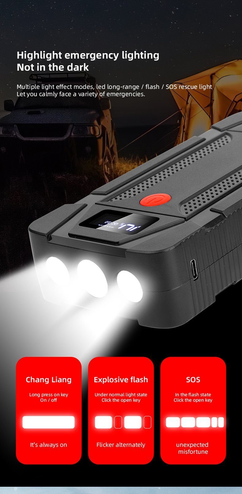 Mica R22 Super Capacitor Automatic 1200A Flashlight Booster Car Multi-Function Mini Powerbank Lithium Battery Jump Starter