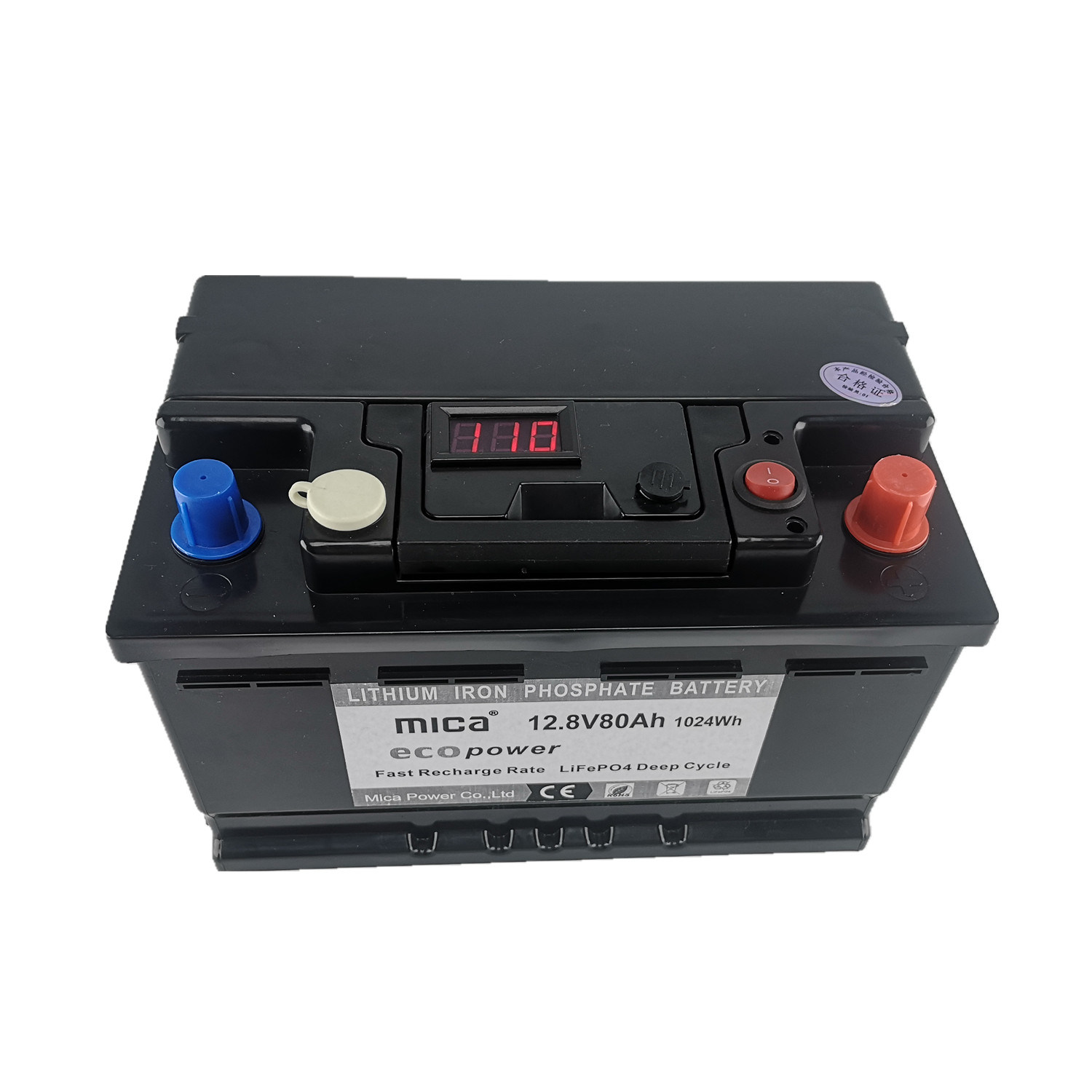 Mica 12V 80ah LiFePO4 Battery Pack LiFePO4 12V 100ah Solar Storage Battery Pack with ABS Case and Bluetooth for RV/EV/UPS/Scooter